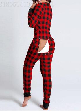 Valentine's Day Women's Sexy Butt Button Back Flap Jumpsuit