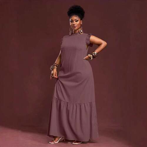 Summer New Patchwork Dress, Japanese Style Loose Waist Long
