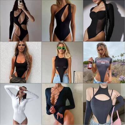 Knitted Bodysuit Fitted For Women Simple Fashion Daily