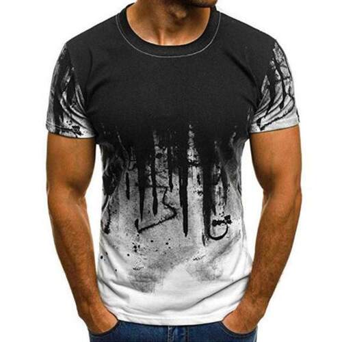 Men's Casual Regular Fit Simple Line Print T-Shirt, Fashion