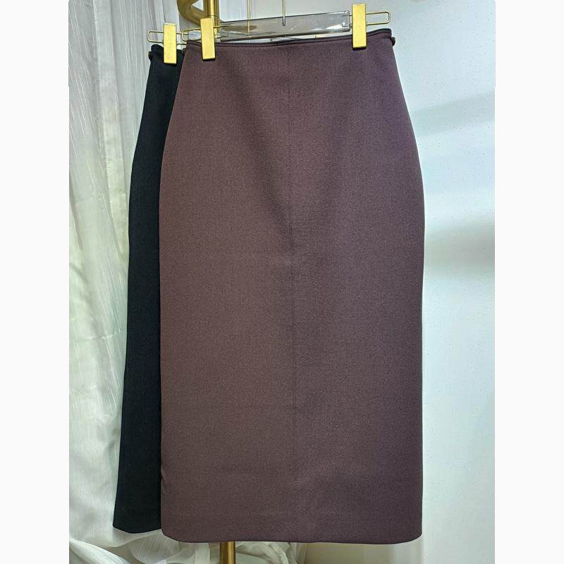 咖色羊毛半身裙长款女2024秋季新高级感精致显瘦后开叉包臀一步裙
