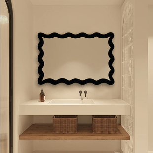 现代卫生间浴室镜家用波浪洗漱镜卧室智能化妆镜高级酒店镜子定制