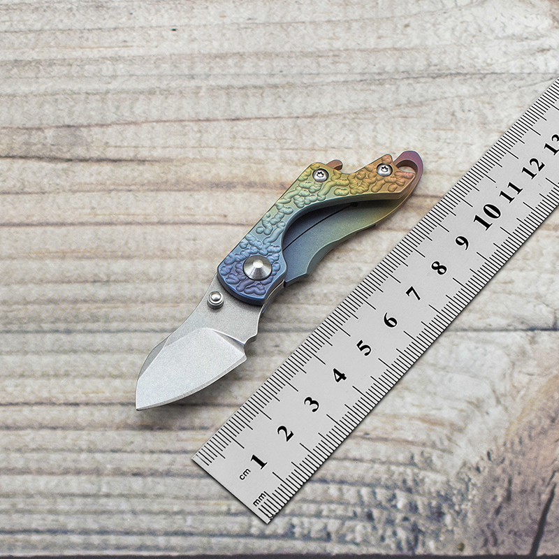 迷你钛合金小刀随身锋利高硬度折刀水果刀钥匙扣快递刀户外D2钢刀