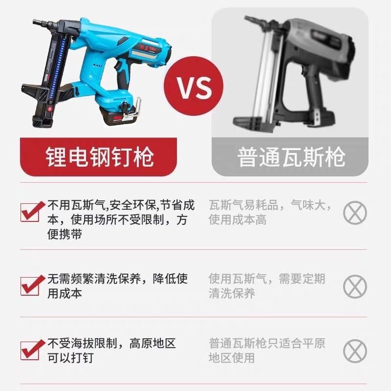 腾亚电动锂电钢钉l水泥钉打钉枪混凝土瓦斯气钉枪水电多功能射钉