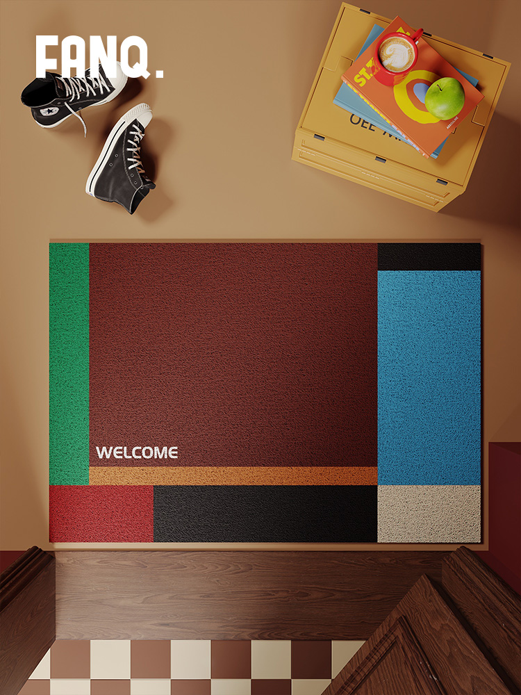 孟菲斯彩色丝圈地板垫家庭入口入口垫耐脏耐磨线圈可切割脚垫门垫