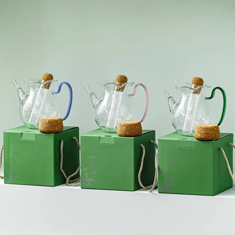 花口玻璃执壶木塞试管泡茶器高硼硅耐热白茶煮茶壶创W意围炉煮茶