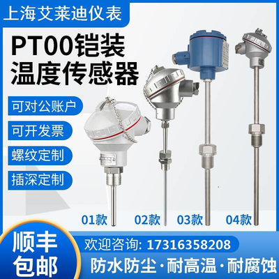 pt100温度传感器铠装热电阻K型热电偶防爆一体化温度变送器4-20mA