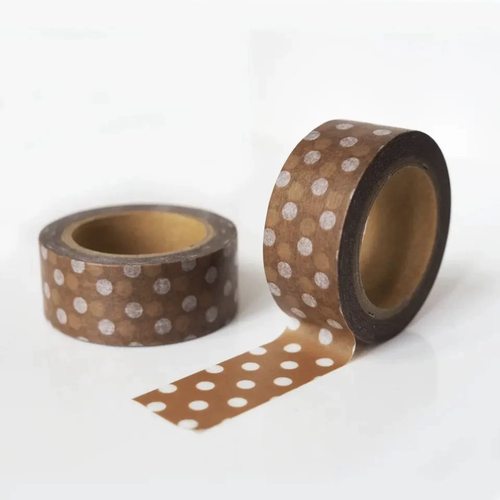 分装胶带  日本个人作家mt制棕底波点白水玉薄透和纸手帐胶带