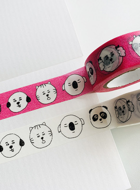 胶带分装 仓敷意匠 脸动物兔子熊猫日本进口和纸胶带手账素材