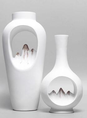 新中式创意树脂山水摆件简约办公室招财风水摆设客厅玄关软装饰品