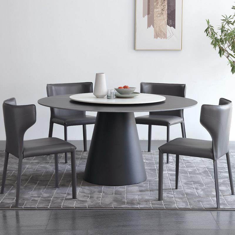 意式岩板餐桌带转盘家用小户型现代饭桌设计师圆形岩板餐桌椅组合,住宅家具,岩板餐桌,淘宝优惠券,粉丝福利购,淘宝优惠卷