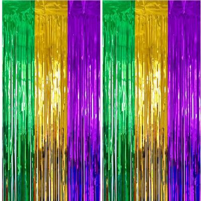 巴西狂欢节派对背景雨丝帘狂欢节雨丝桌裙彩条MardiGras背景墙