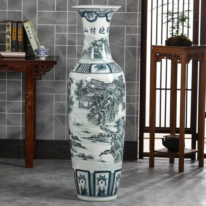 景德镇陶瓷器手绘连年有余落地大花瓶酒店开业乔迁中式客厅高摆件