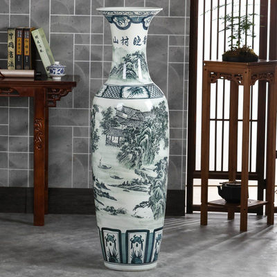 景德镇陶瓷器手绘连年有余落地大花瓶酒店开业乔迁中式客厅高摆件