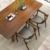 北欧实木餐桌家用多人吃饭长桌简约洽谈咖啡桌休闲原木书桌办公桌