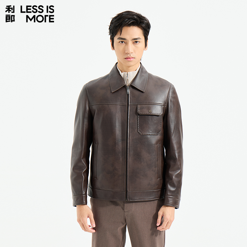 【商场同款】利郎奥莱真皮皮衣2025冬新款季男士轻奢外套Q5DZP313