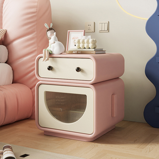 法式奶油风儿童床头柜机器人柜创意边柜简约客厅边柜卧室收纳置物