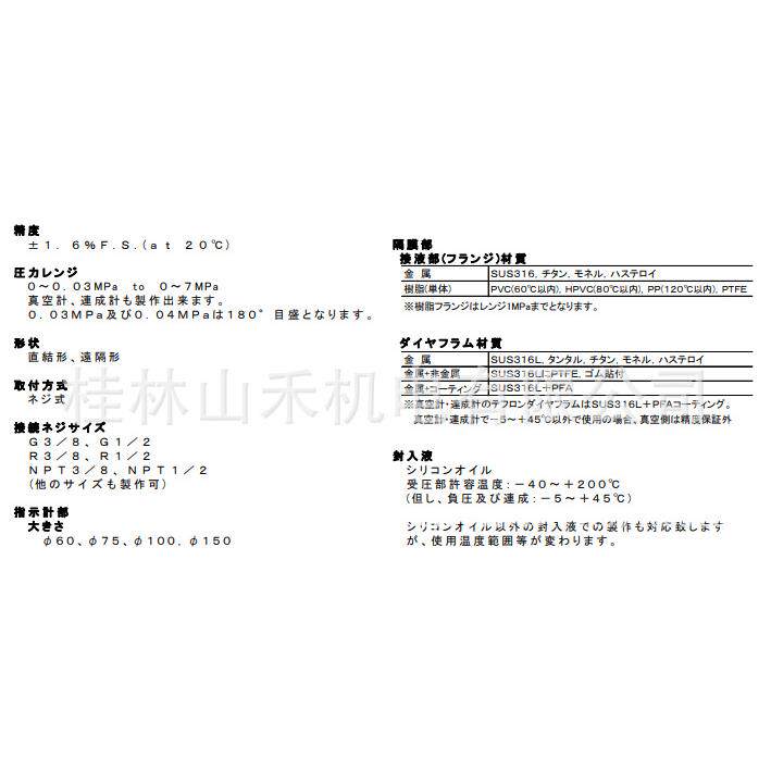Asahi Gauge旭计器隔膜式压力表Model 841S