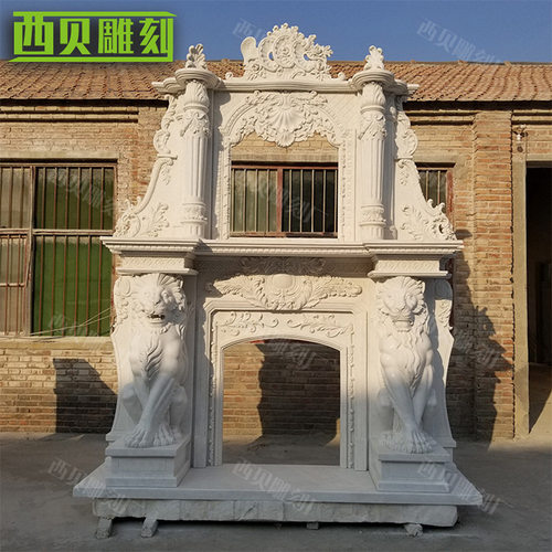供应双层雕花大理石壁炉高端别墅装饰欧式壁炉客厅真火壁炉架