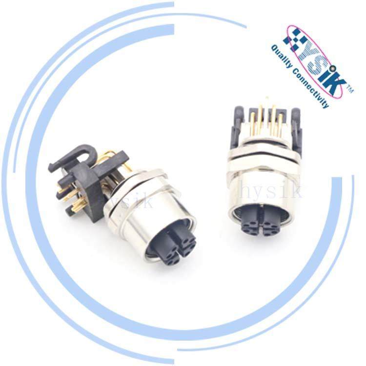 SACC-DSIV-M12FSD-4CON-L90 M12连接器 X编码 8芯 弯针板后安装