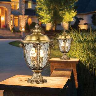 全铜柱头灯户外防水庭院灯别墅太阳能门柱灯大门灯接电围墙柱子灯