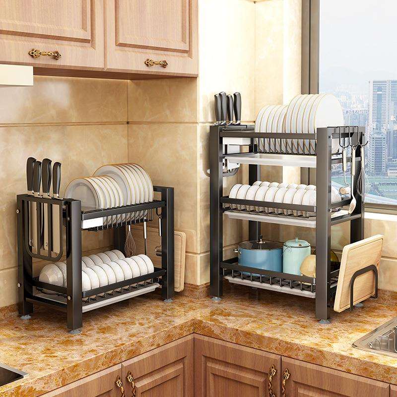 厨房置物架台面不锈钢碗架碗盘收纳架家用多功能碗碟架碗筷沥水架