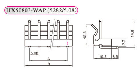 HX红星50803CH5.08-2WAP/3A/4A/5A/6A/7A/8A弯针座平弯5.08