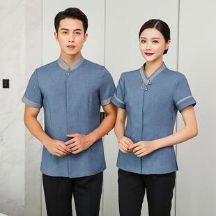 酒店宾馆服务员工作服短袖夏季客房物业家政阿姨保洁员工作服A02