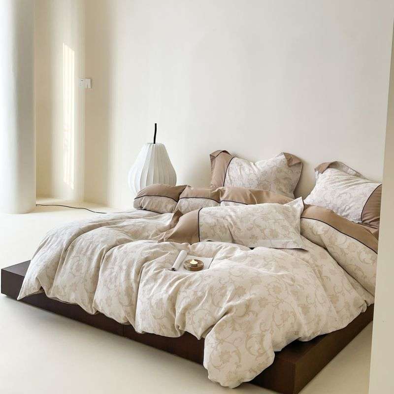 2024新款quan棉三层纱空气层提花水洗棉撞色三四件套