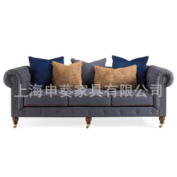 进口亚麻布布艺沙发美式布艺沙发组合新款家具沙发工厂直销