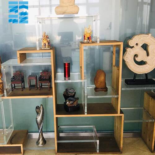 亚克力工艺品多宝格书架透明家具有机玻璃卡槽拼接木质收纳展示架