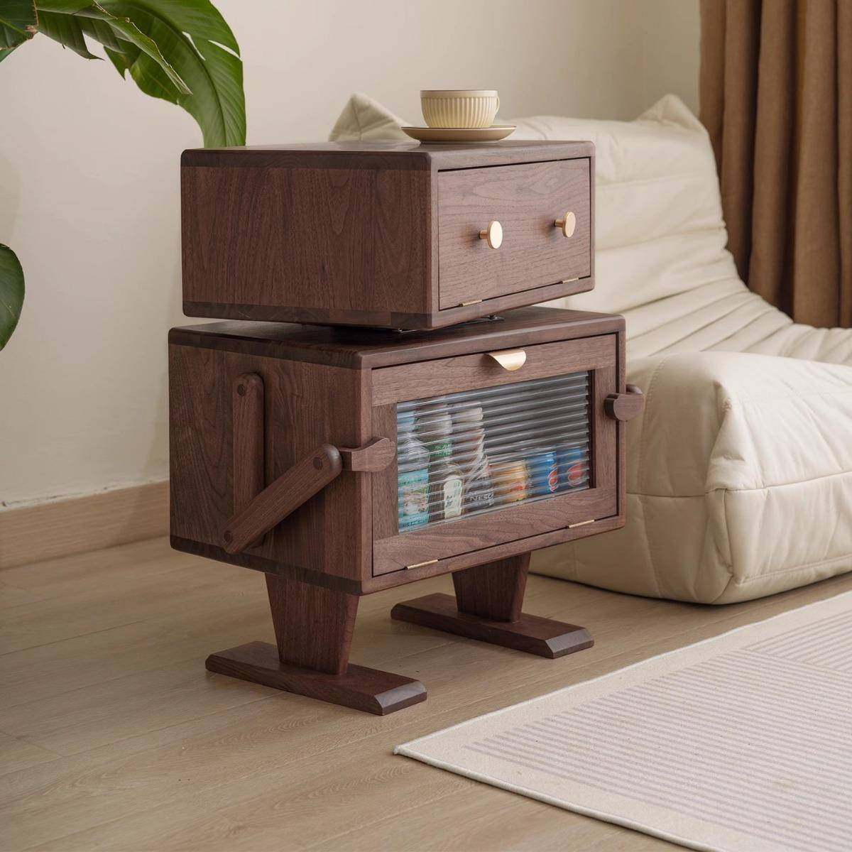 北美黑胡桃木机器人边柜实木沙发边几客厅储物收纳床头柜儿童卡通,农机/农具/农膜,其它农用工具,淘宝优惠券,粉丝福利购,淘宝优惠卷