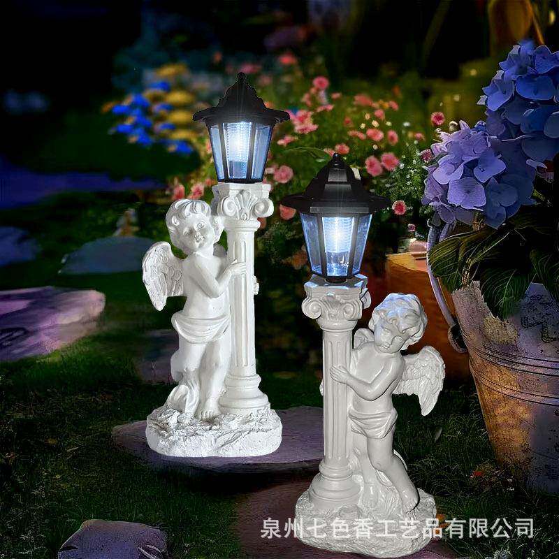 太阳能灯仿古罗马柱天使灯户外庭院大门口欧式摆件花园阳台景观灯