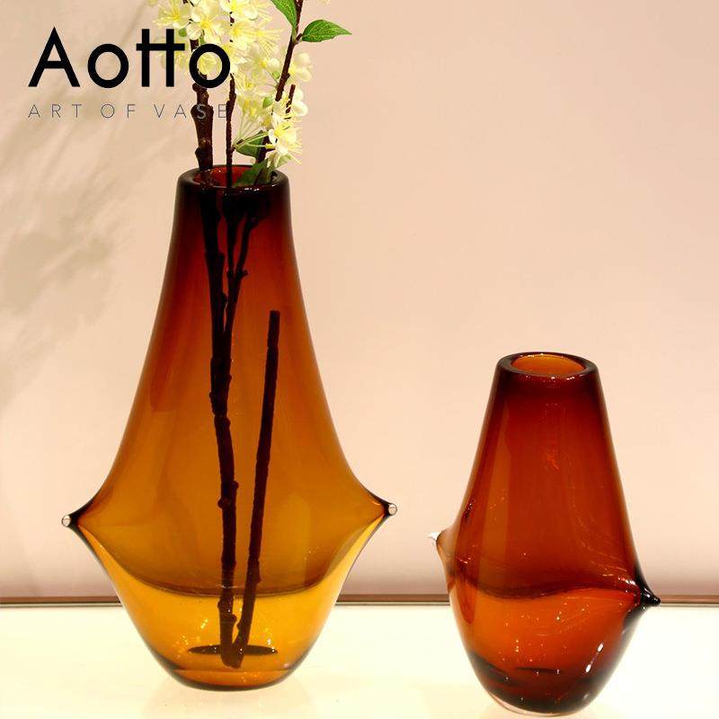 现代轻奢玻璃花瓶摆件玄关茶几电视柜样板房装饰水养插花棕色花瓶,鲜花速递/花卉仿真/绿植园艺,割草机/草坪机,淘宝优惠券,粉丝福利购,淘宝优惠卷