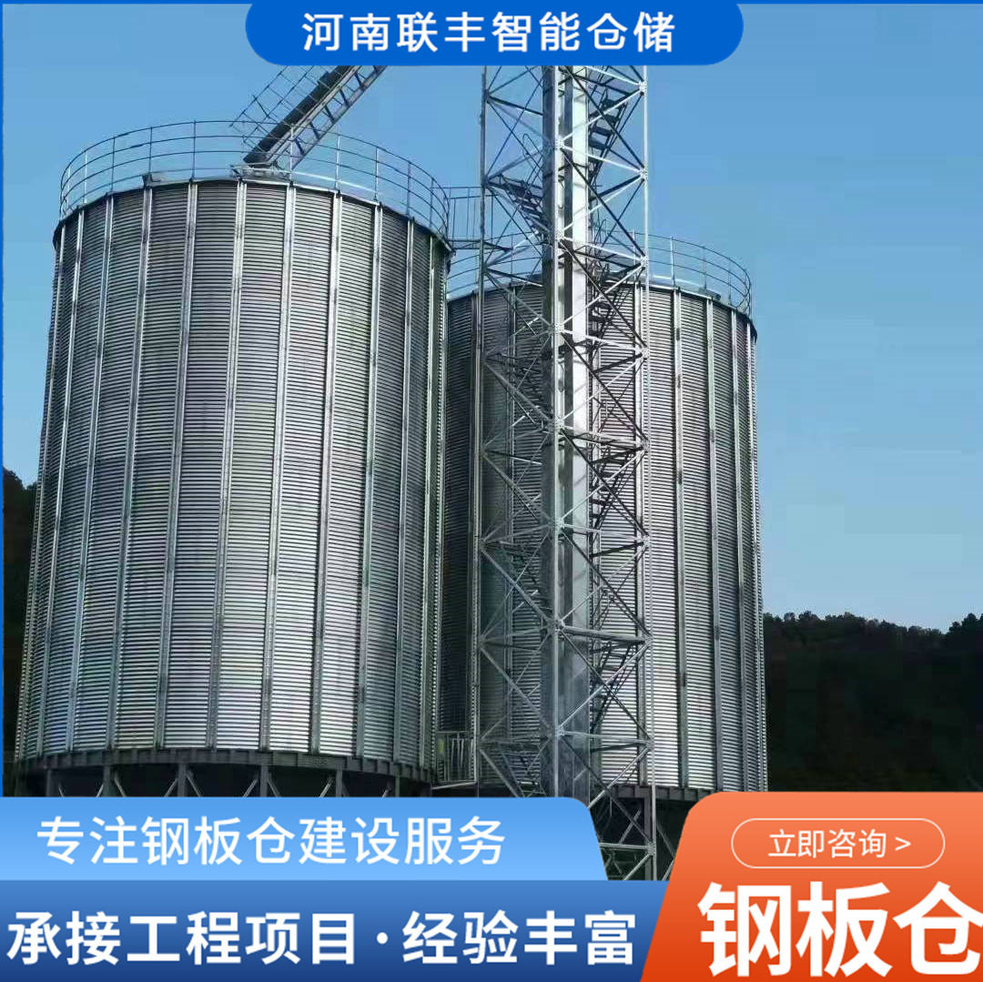 500吨立式筒仓生产厂家联丰大型粮食仓储设备锥底平底钢板仓