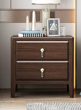 全实木床头柜新中式轻奢高级感简约现代家用主卧室床边储物收纳柜