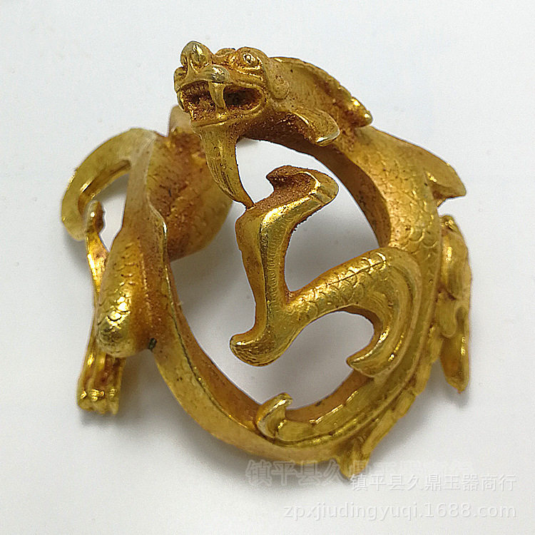 古玩杂项批发仿古金器铜器古龙摆件家居办公陈设铜器摆件批发