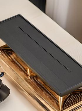 乌金石茶盘茶海茶台石头大号现代家用排水简约新款人造整块石茶台