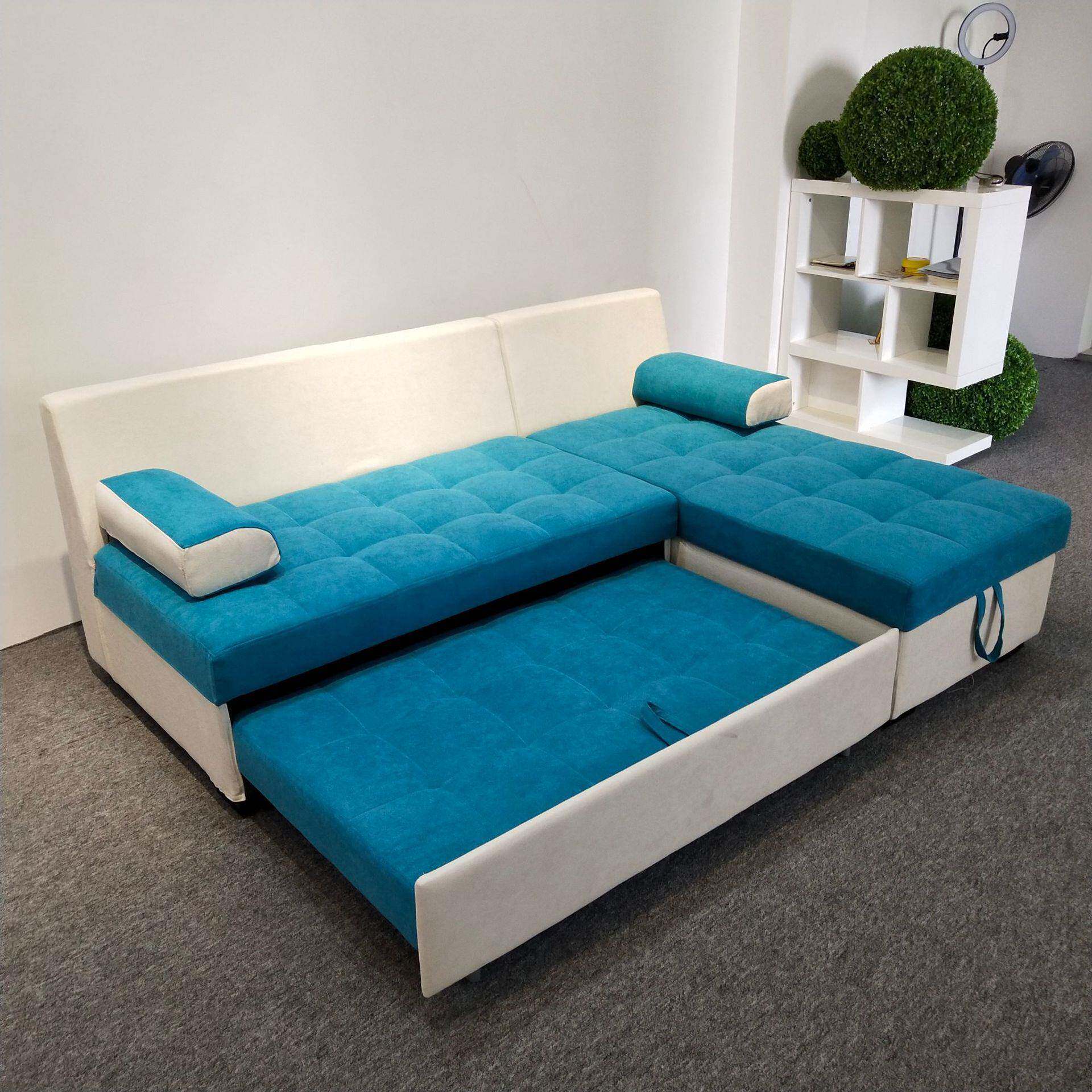 现代简约折叠沙发床两用多功能小户型转角贵妃组合拆洗布艺沙发床