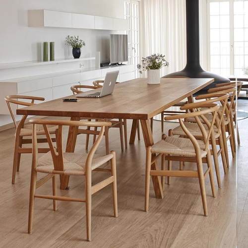 北欧实木餐桌椅组合现代简约书桌极简设计师原木办公会议桌工作台