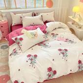 100全棉80支高密小清新系列四件套学生三件套被套床单款 枕套床笠