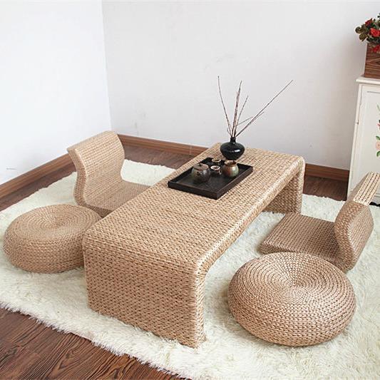 草编榻榻米茶几阳台桌茶桌简约飘窗桌日式矮桌家用地台组合小桌子