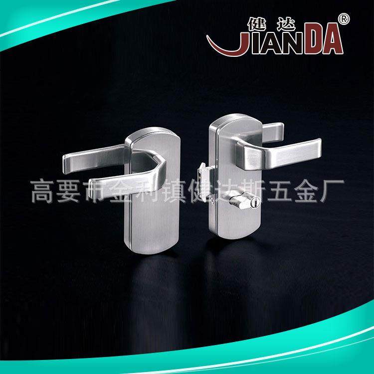 办公室玻璃门执手锁推拉门不锈钢方形单开中央门把手锁