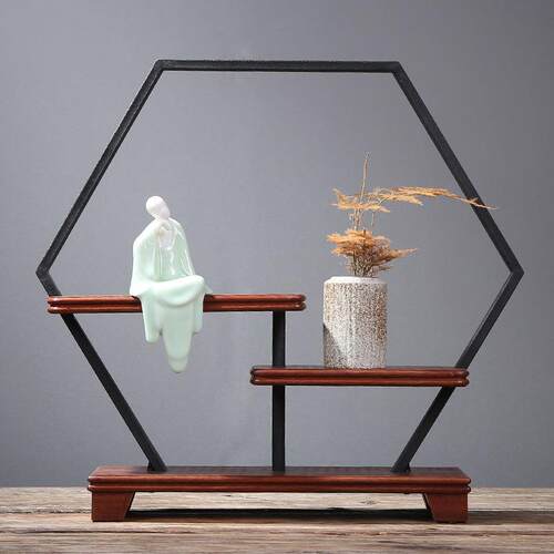 简约现代玄关博古架置物架屏风客厅多宝阁书架展示架茶壶茶具摆件