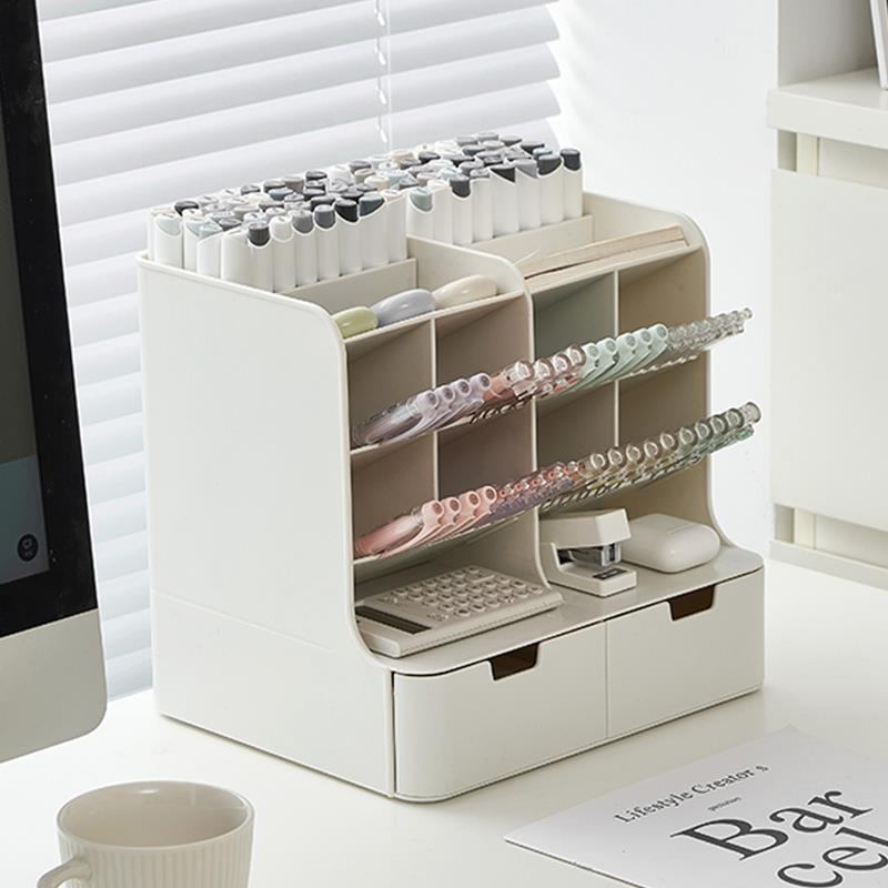 桌面收纳盒多功能笔筒文件夹整理盒学生书桌办公室工位桌面置物架