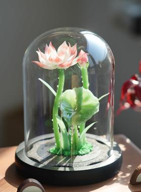 淄博琉璃手作荷花装饰摆件好运莲莲永生花寓意祝福装饰品生日礼物