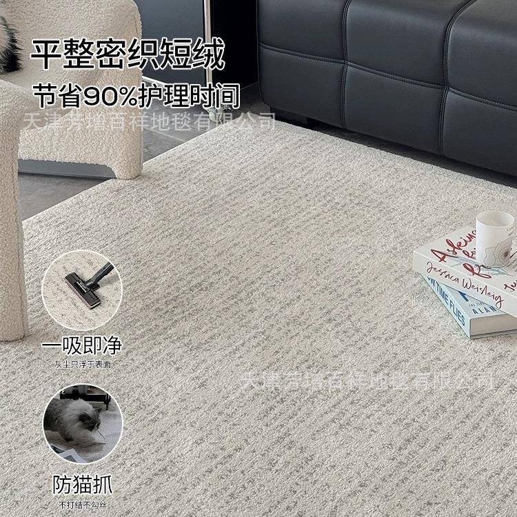 素色无胶客厅地毯防水抗污现代简约高级感抑菌客厅茶几卧室床边毯