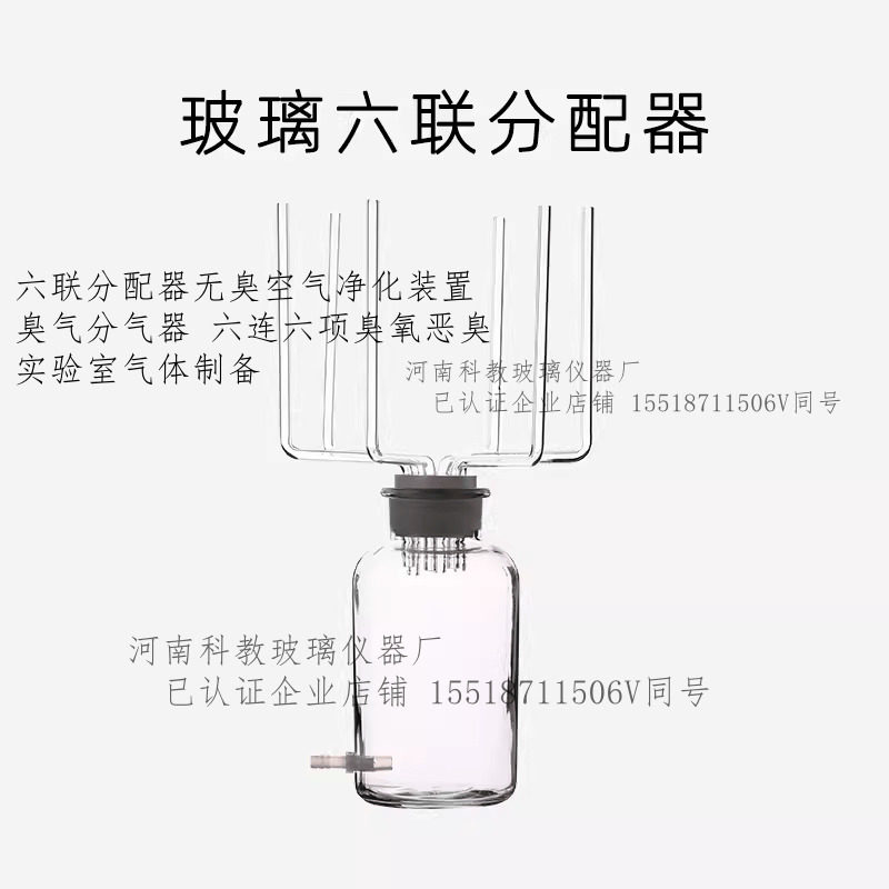 玻璃六联分配器实验室气体净化装置臭气分子筛过滤式臭氧发生器