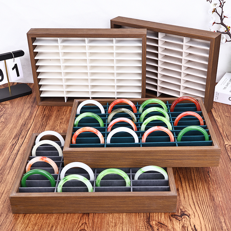 胡桃木色手镯收纳展示盘