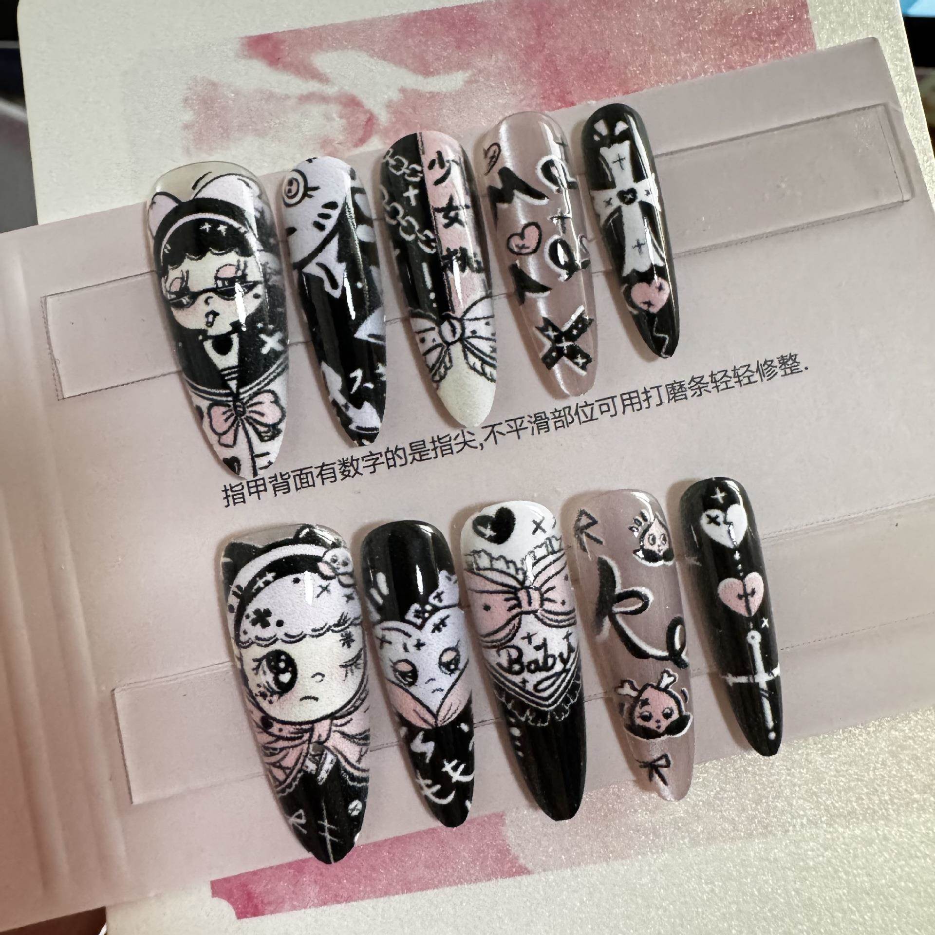 【卡漫少女】纯手工穿戴甲指甲贴片半手工穿戴美甲假指甲5230#